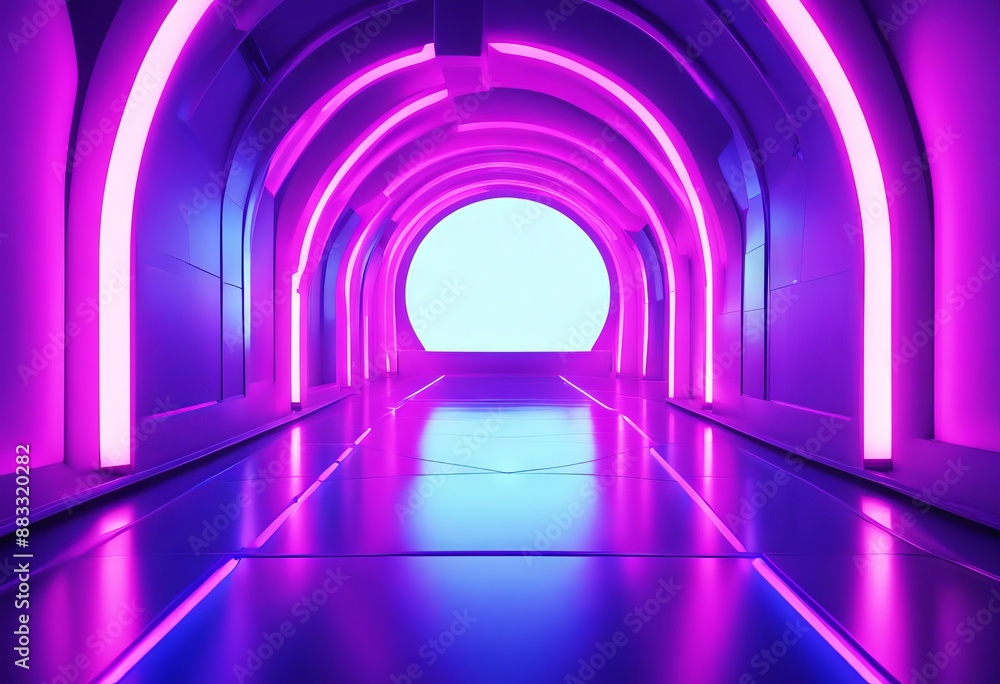 Poster floor background abstract light stage shape neon three dimensional minimal ultraviolet design corrid