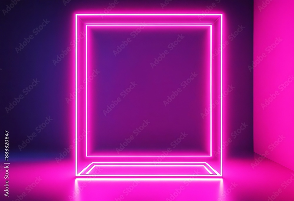 Poster three dimensional neon background olated square minimal stage view abstract levitating copy 3d laser