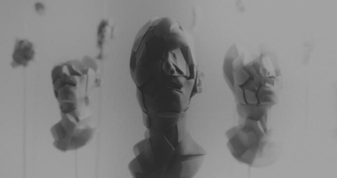 Destroyed android head on spikes in xray