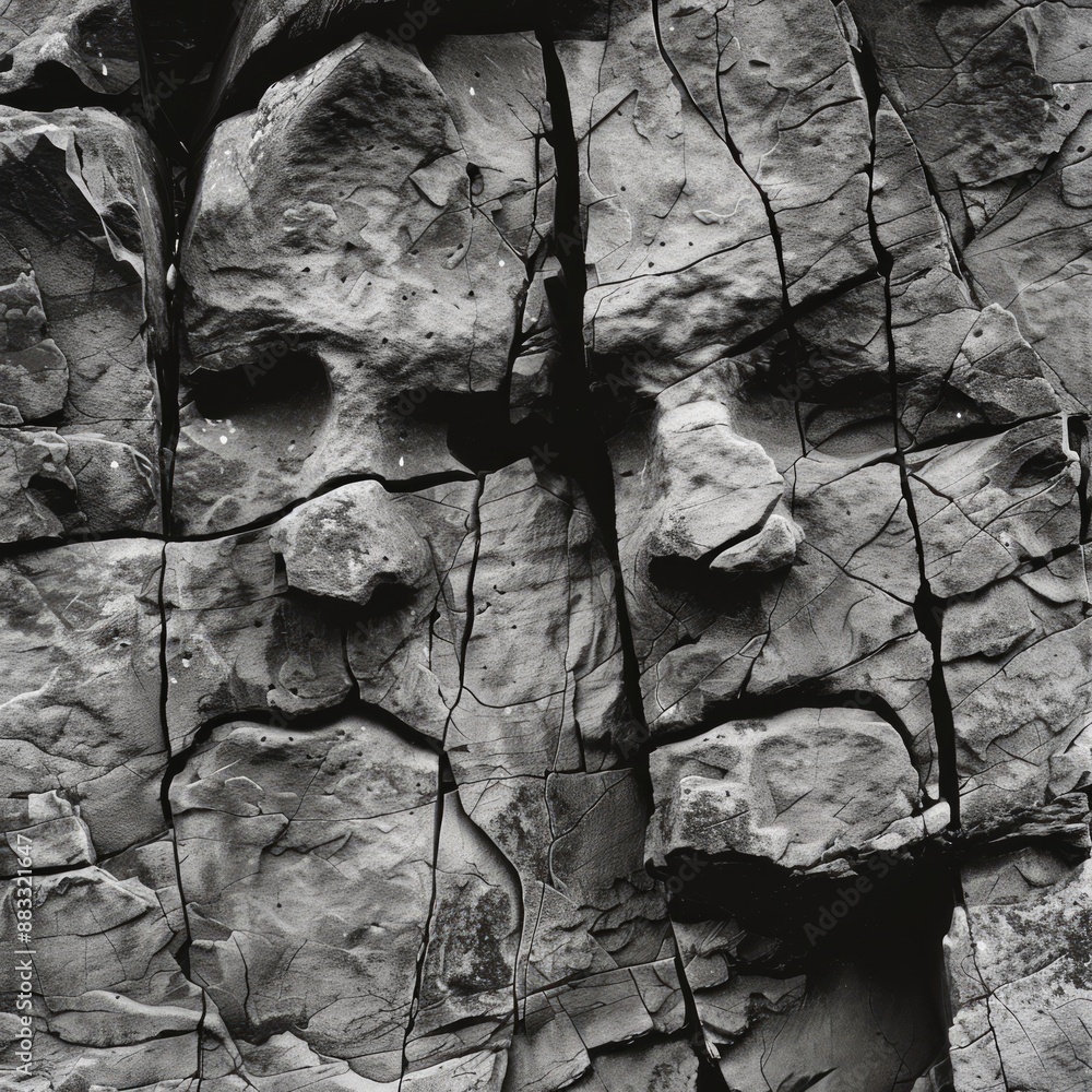 Canvas Prints The image is a close up of a rock face with two faces carved into it