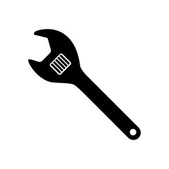 Adjustable spanner black and white flat vector icon design