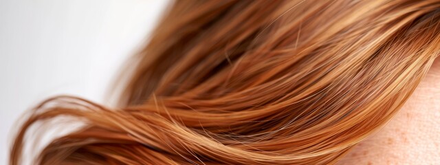 Naklejka premium A close-up of a woman's long, wavy, red hair