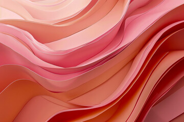 Obraz premium Abstract Waves of Pink and Coral Paper Layers, Modern Art Background