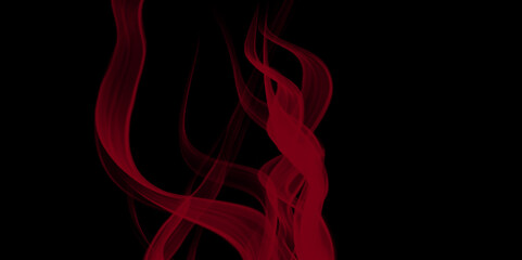 Obraz premium Red smoke on black background. Colored smoke. Incense stick smoke, illuminated by red light. single colored smoke photo against black background.