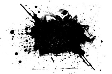 Black ink splash grunge texture, abstract png file cut out and isolated on a transparent background, stock illustration image