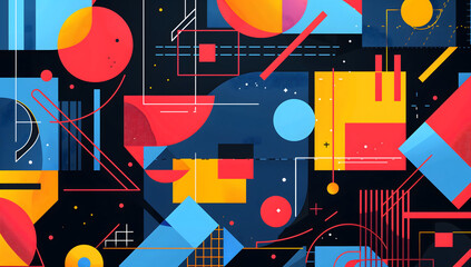 Obraz premium Abstract background with colorful shapes geometric elements vector illustration design concept