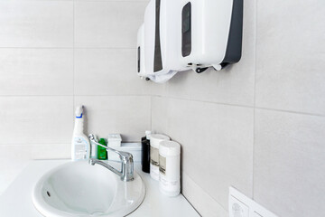 Dentist's Clinic Hygiene Station. Horizontal photo