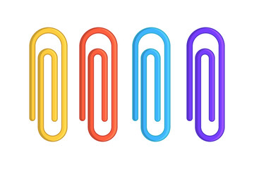 Paper clip cartoon vector illustration set on white background. Paper clip symbol