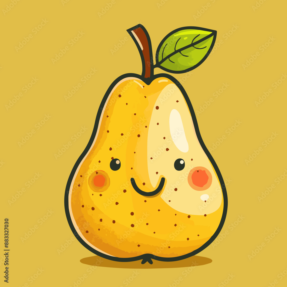 Poster Cute Cartoon Pear Fruit Food Character