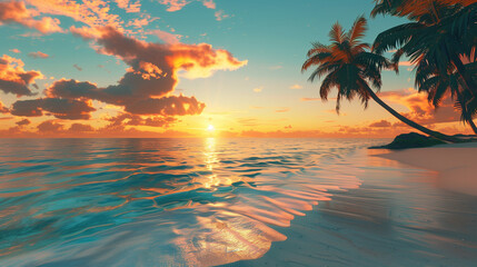 Closeup sea sand beach. Panoramic beach landscape. Inspire tropical beach seascape horizon. Orange and golden sunset sky calmness tranquil relaxing sunlight summer mood. Vacation travel holiday banner