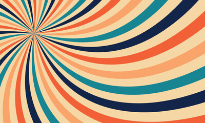 Colorful groovy 70s background. Sunburst retro vintage vector abstract backgrounds design