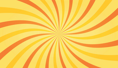 Orange groovy vortex spiral twirl. Twirl sunburst psychedelic pattern. Vector illustration