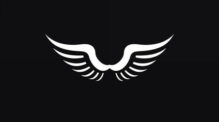 Obraz premium White Winged Logo on Black Background