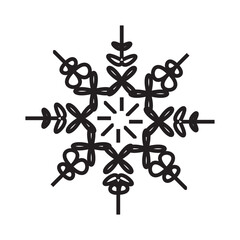 Snow icon, Snowflake icon. Christmas and winter theme. Simple flat black illustration on white background