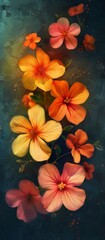 Fototapeta premium grungy texture oil painting artwork of orange flower blossom bouquet, still life paint style illustration 