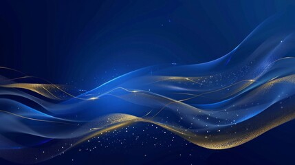 Modern abstract network science connection technology with gold line premium dots on hi-tech future blue background, ideal for template, web design, wallpaper, poster, and presentation concepts.


