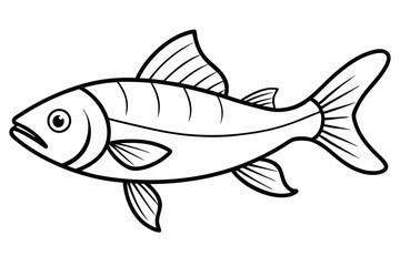 Fish Icon Vector Line Art Illustration On White Background