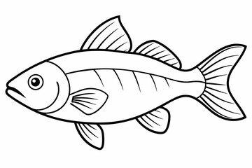Fish Icon Vector Line Art Illustration On White Background