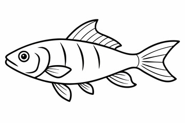 Fish Icon Vector Line Art Illustration On White Background