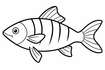 Fish Icon Vector Line Art Illustration On White Background