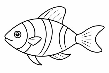 Fish Icon Vector Line Art Illustration On White Background