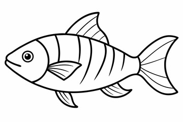 Fish Icon Vector Line Art Illustration On White Background