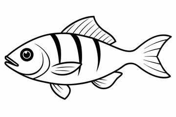 Fish Icon Vector Line Art Illustration On White Background