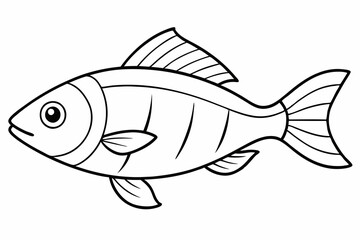 Fish Icon Vector Line Art Illustration On White Background