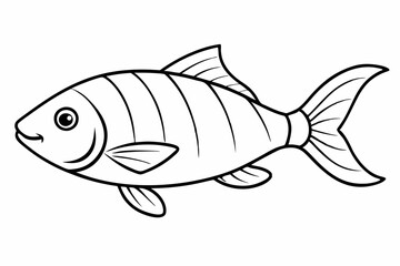 Fish Icon Vector Line Art Illustration On White Background