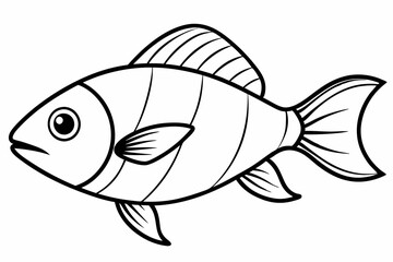Fish Icon Vector Line Art Illustration On White Background