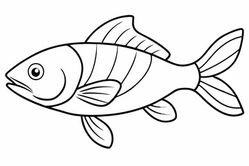 Fish Icon Vector Line Art Illustration On White Background