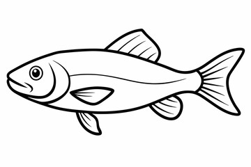 Fish Icon Vector Line Art Illustration On White Background