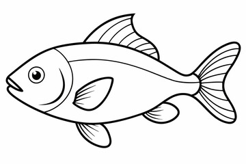 Fish Icon Vector Line Art Illustration On White Background