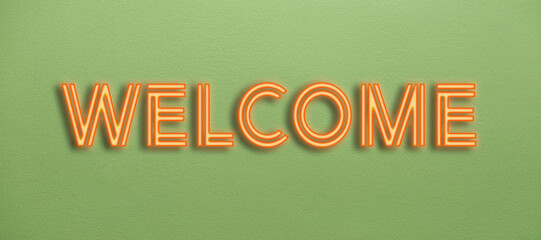 Welcome neon sign on a wall