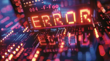 Obraz premium Red glowing circuit board with error message. AI.