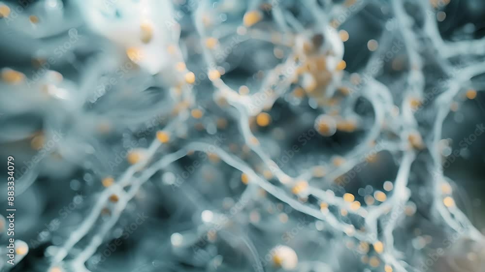 Poster a network of tangled tubes with varioussized particles representing the sixth step of glycolysis in 