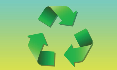 Obraz premium Green recycle symbol floating over green and blue gradient background