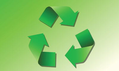 Obraz premium Green recycle symbol floating over green and blue gradient background