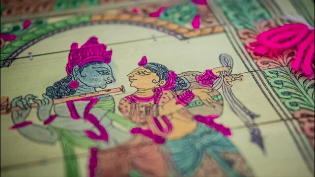 Pattachitra Art from the roots of Odisha, Pattachitra Palm Leaf Art Most Exquisite Arts & Crafts Made from Palm leaves & various types of natural fibers. These creativity skills by craftsperson	