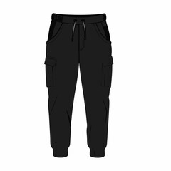 Vector Cartoon Illustration Black Jogger Trousers, isolated on white background (4)