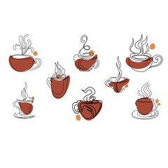 cup of coffee Line Art. Coffee Lovers Concept Line Art Style for Logos, Business Cards, Banners. 