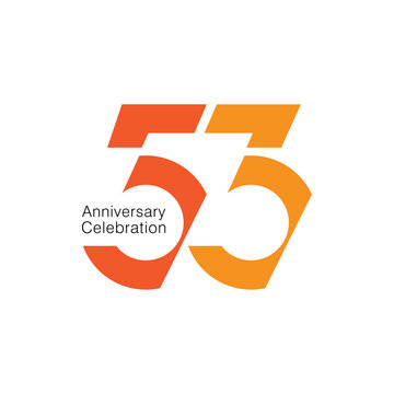 53rd, 53 Years Anniversary Logo, Vector Template Design element for birthday, invitation, wedding, jubilee and greeting card illustration.