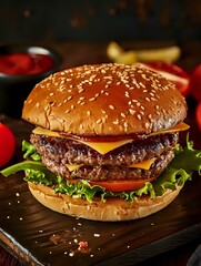 Perfectly Cooked Hamburgers with Crunchy Lettuces