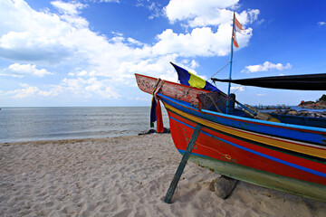 Kolae boat rest in fishing village on Samila Beach Songkhla Province, Thailand 