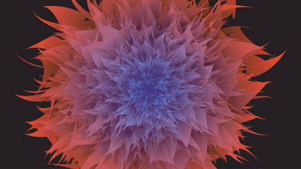 Obraz premium Vibrant red to blue gradient floral burst art on black background.