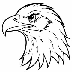 Eagle Head Icon Side View Line Art Vector Illustration