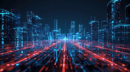 Fototapeta premium Virtual reality cityscape in digital realm