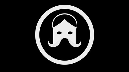 Fototapeta premium Minimalist Masked Face Logo with Curved Moustache and Beard