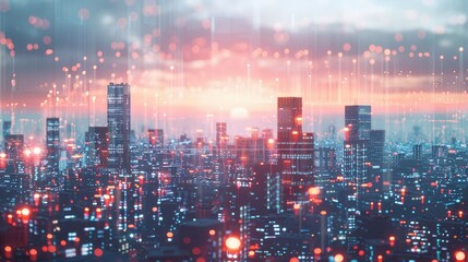 Fototapeta premium Virtual reality cityscape in digital realm