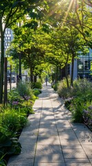 Modern Urban Landscape of Green Development: Sustainable Cityscapes Embracing Environmental Progress and Urban Sustainability.